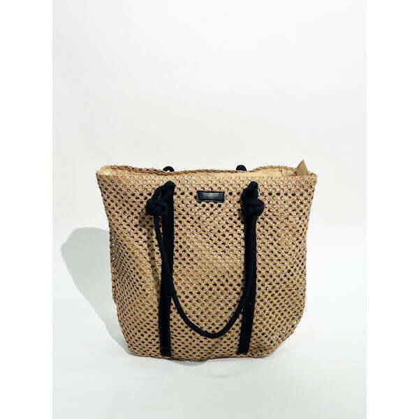 SVNX large beach tote bag beige with knot detail (British brand)