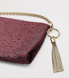 Jimmy Choo crystal-embellished satin clutch bag, imported from the UK