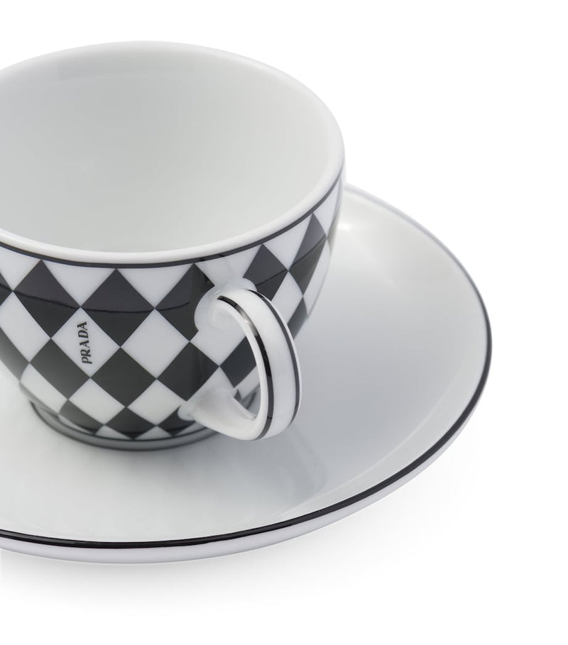 Prada chequerboard coffee cup set of 4, imported from the UK
