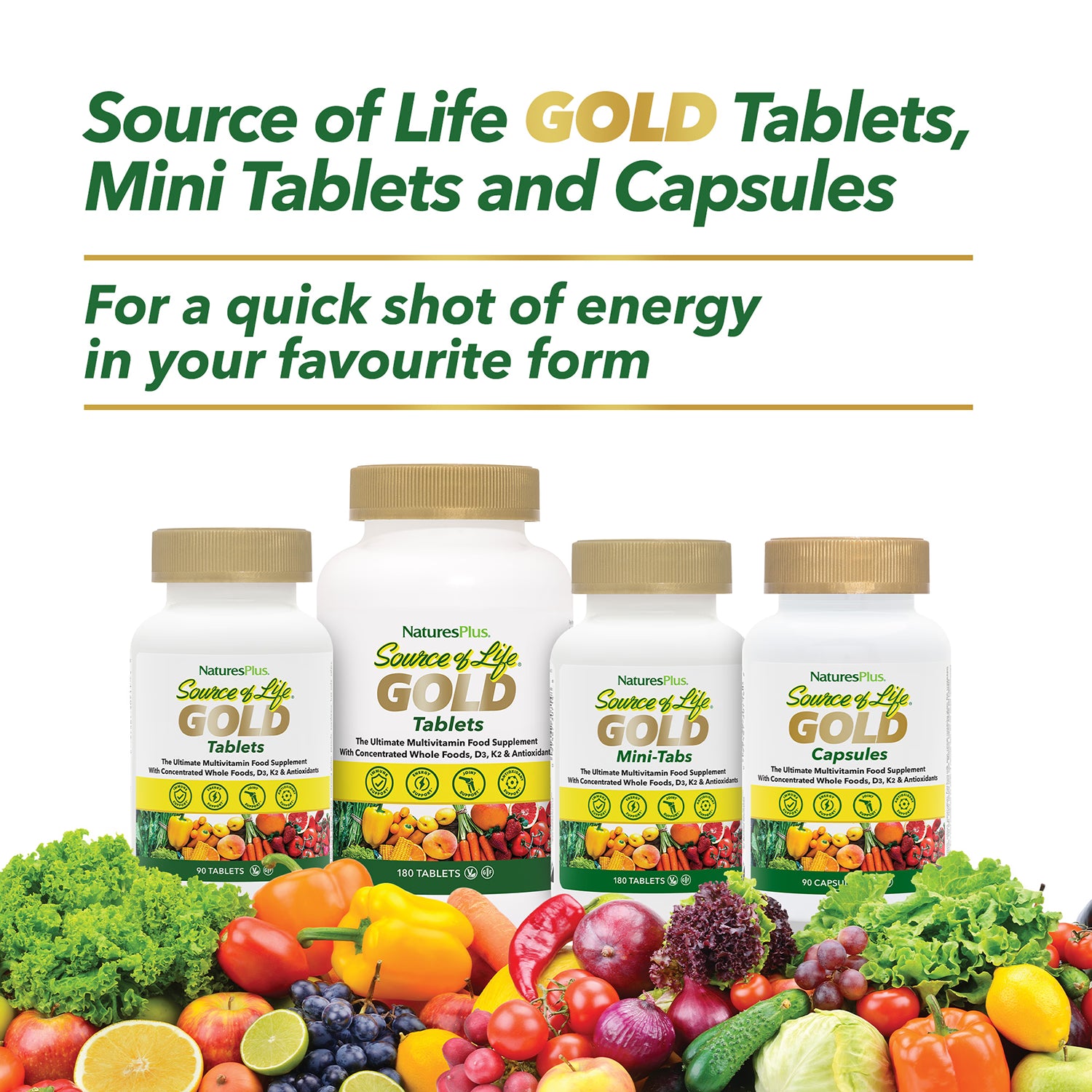 NaturesPlus Gold multivitamin capsules 90 count, imported from the UK