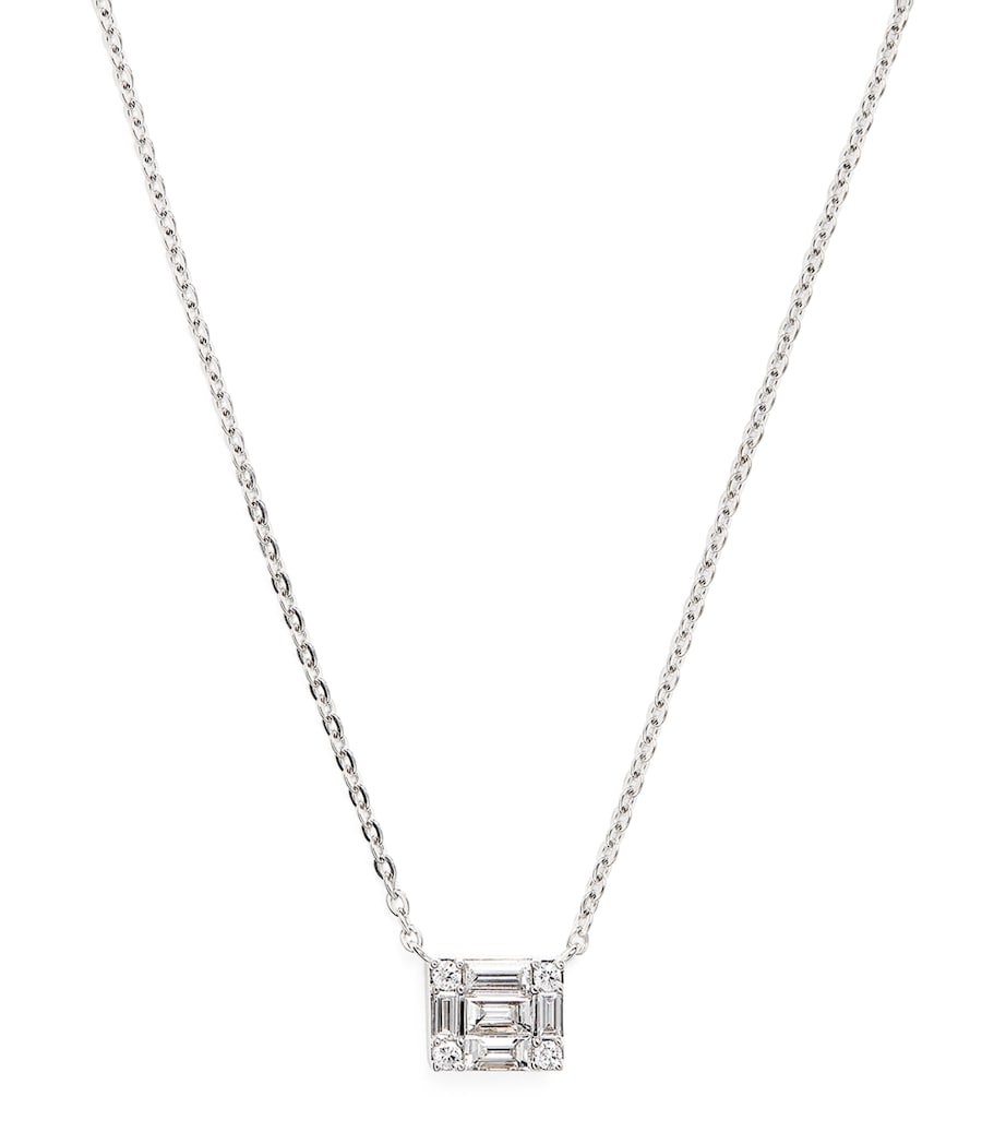 Harrods white gold diamond square illusion necklace 0.40ct, UK version
