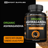 Organic Ashwagandha supplement with KSM-66 and Turmeric capsules, UK version