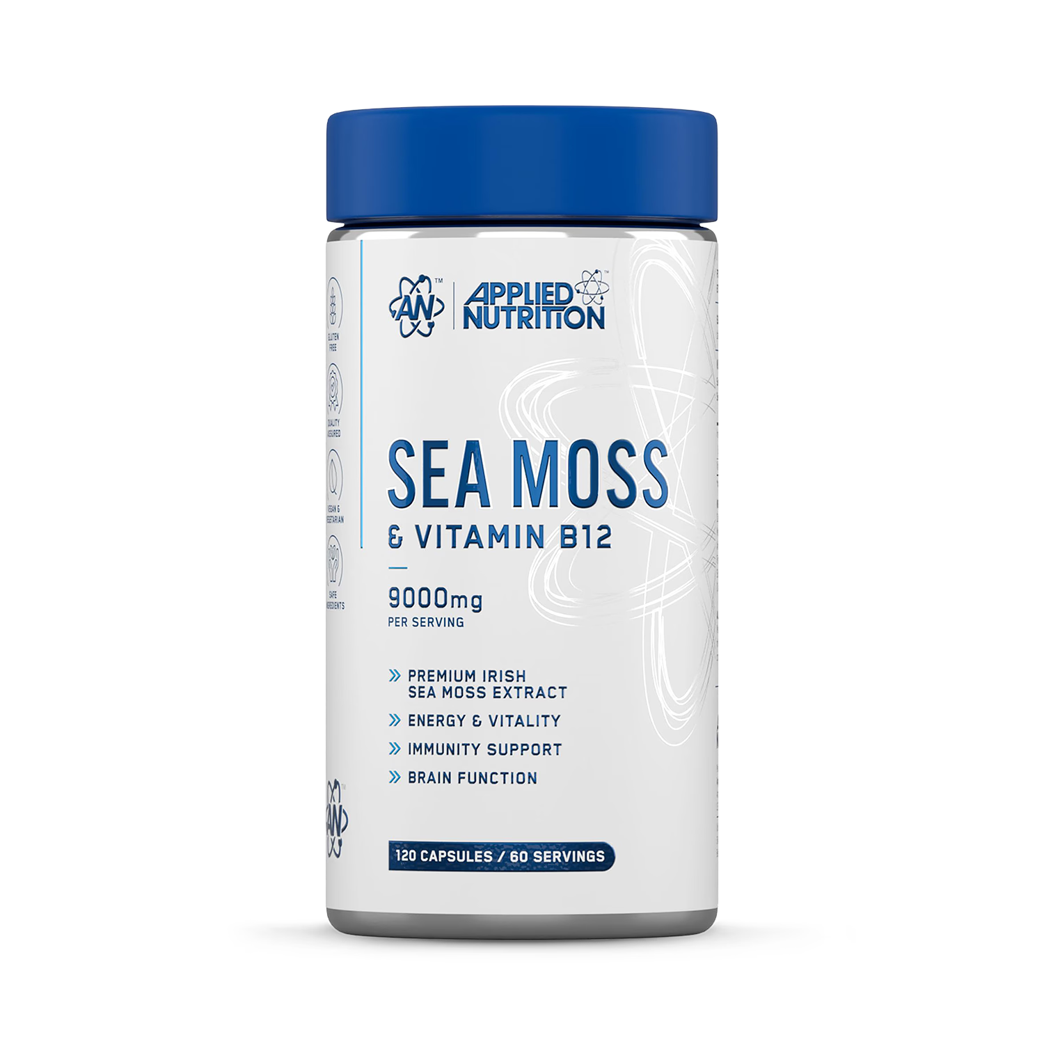 Applied Nutrition Sea Moss with Vitamin B12 capsules 120, imported from the UK