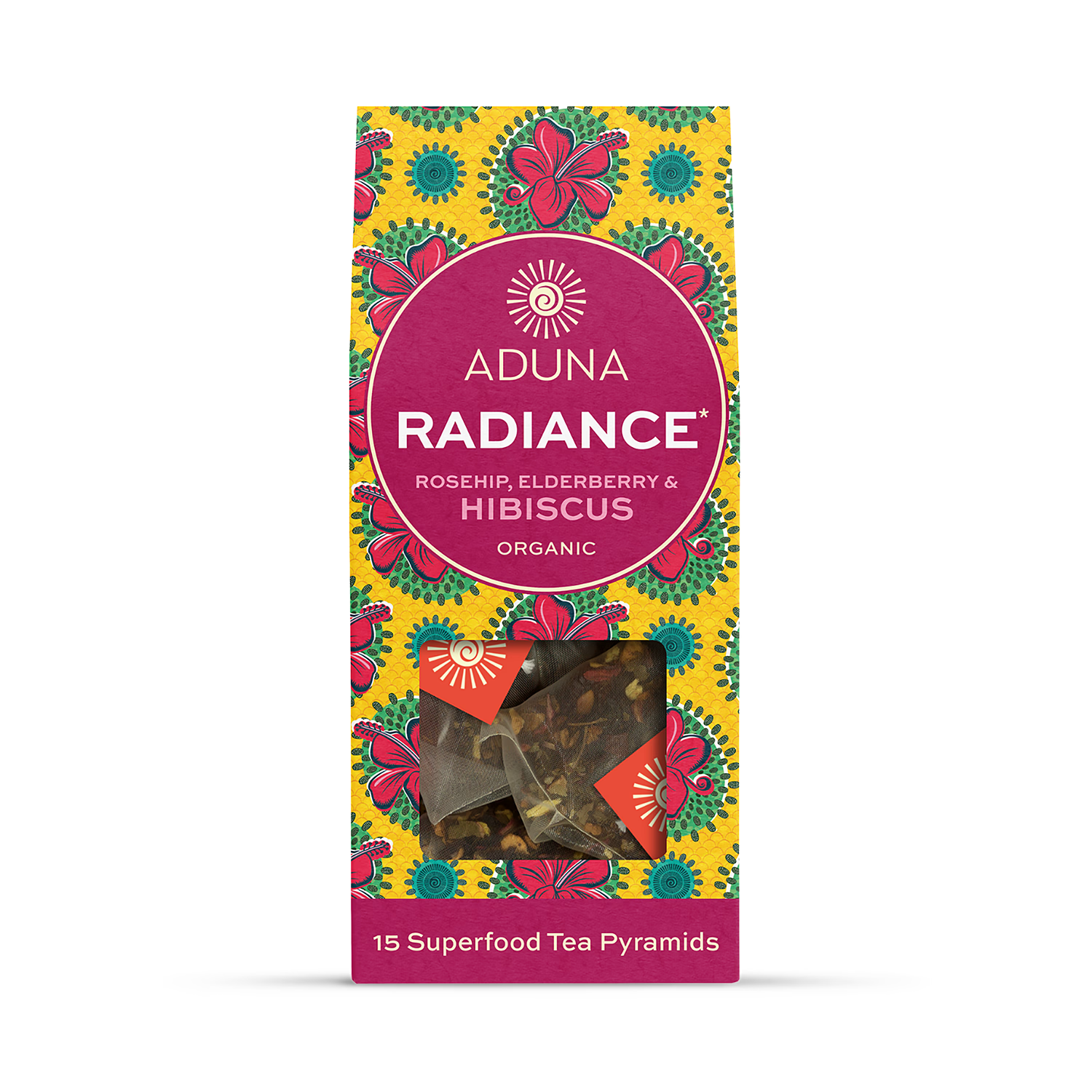 Aduna Radiance Superfood Hibiscus tea 15 tea bags, UK version