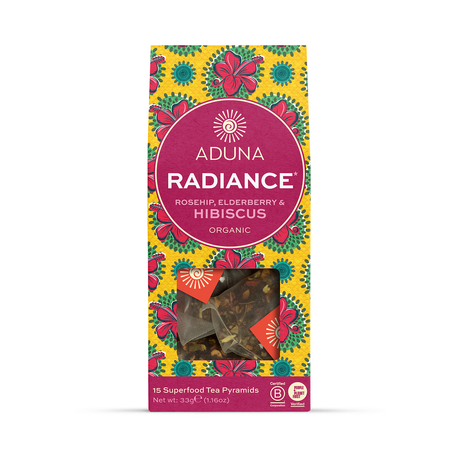 Aduna Radiance Superfood Hibiscus tea 15 tea bags, UK version