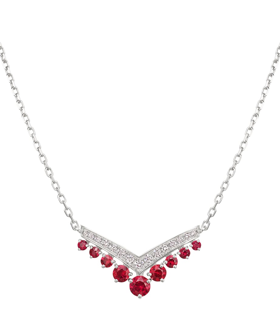 Chaumet Joséphine Aigrette white gold ruby diamond pendant necklace, UK version