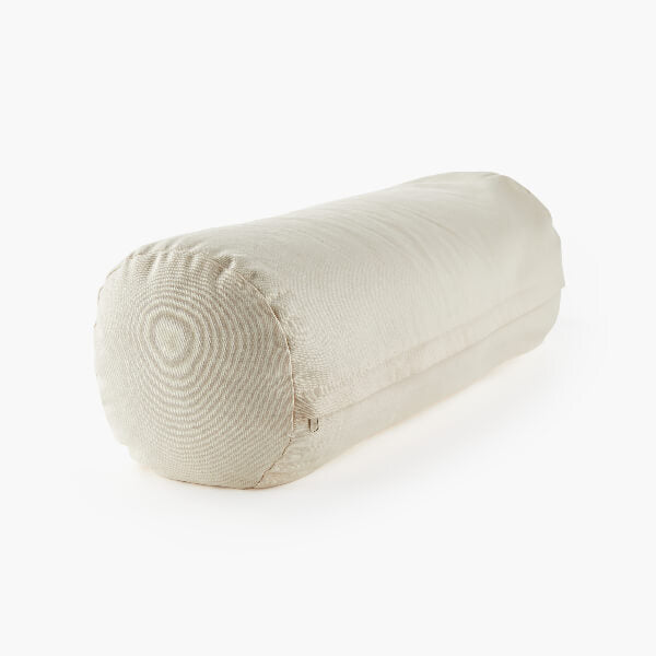 Myga cream buckwheat bolster pillow for yoga and meditation, imported from the UK