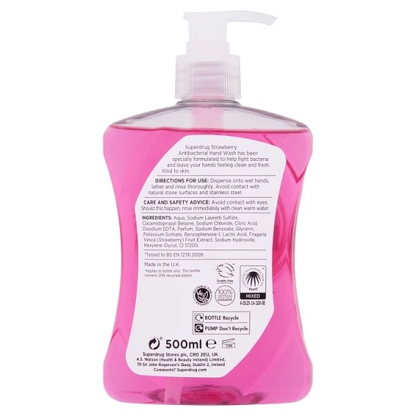 Superdrug Strawberry Antibacterial Wash 500ml