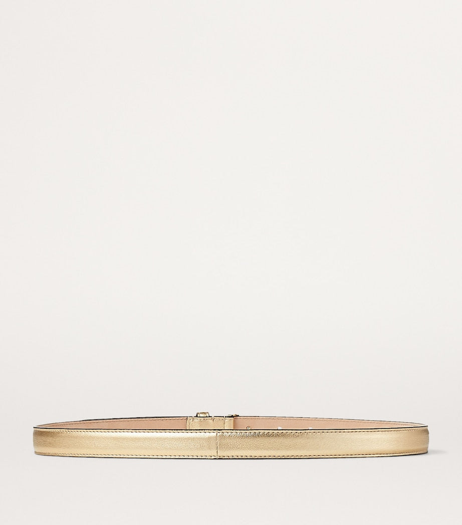 Jimmy Choo Helina mini leather belt with gold buckle, imported from the UK