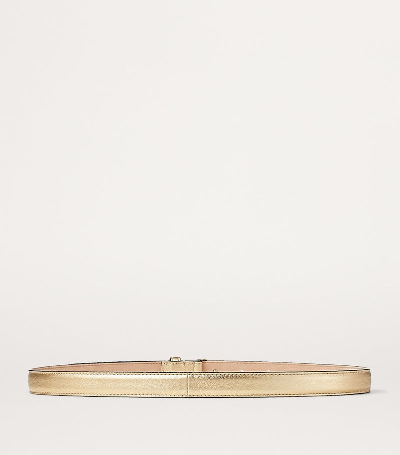 Jimmy Choo Helina mini leather belt with gold buckle, imported from the UK