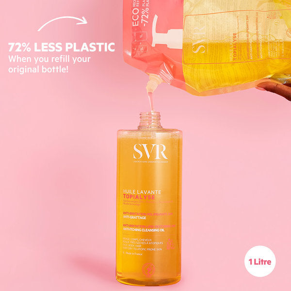 SVR Topialyse Moisturising Face & Body Shower Oil Refill 1L, imported from the UK