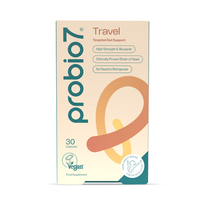 Holland & Barrett Probio7 Travel Targeted Gut Support Probiotic Supplement 30 Capsules- Buy online at McGrocer