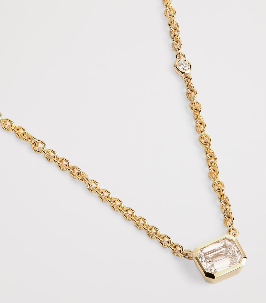 SHAY yellow gold and diamond bezel necklace (British brand)