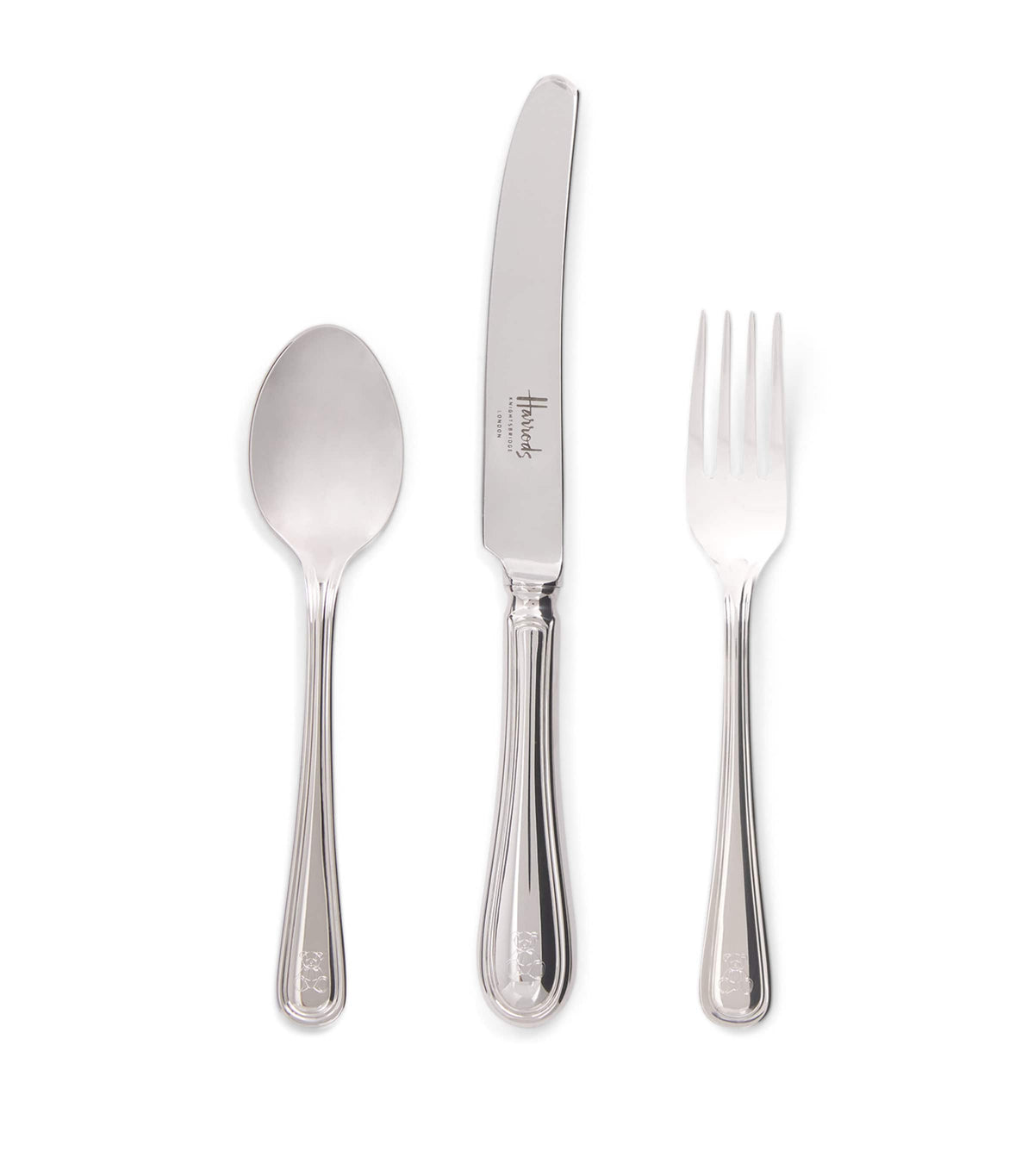 Harrods bear stainless steel children's cutlery set, UK version