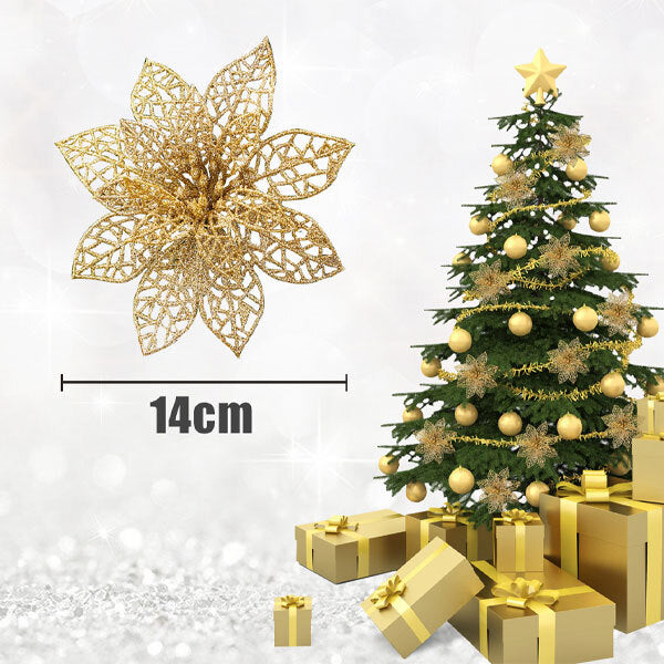 Livingandhome Artificial Christmas Tree Flowers Set