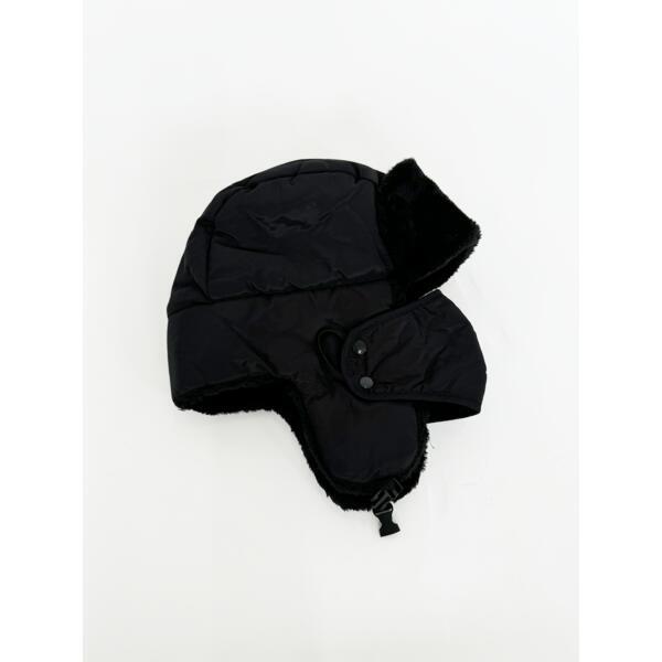 SVNX black lined trapper hat with detachable mouth cover (British brand)