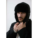 SVNX black lined trapper hat with detachable mouth cover (British brand)
