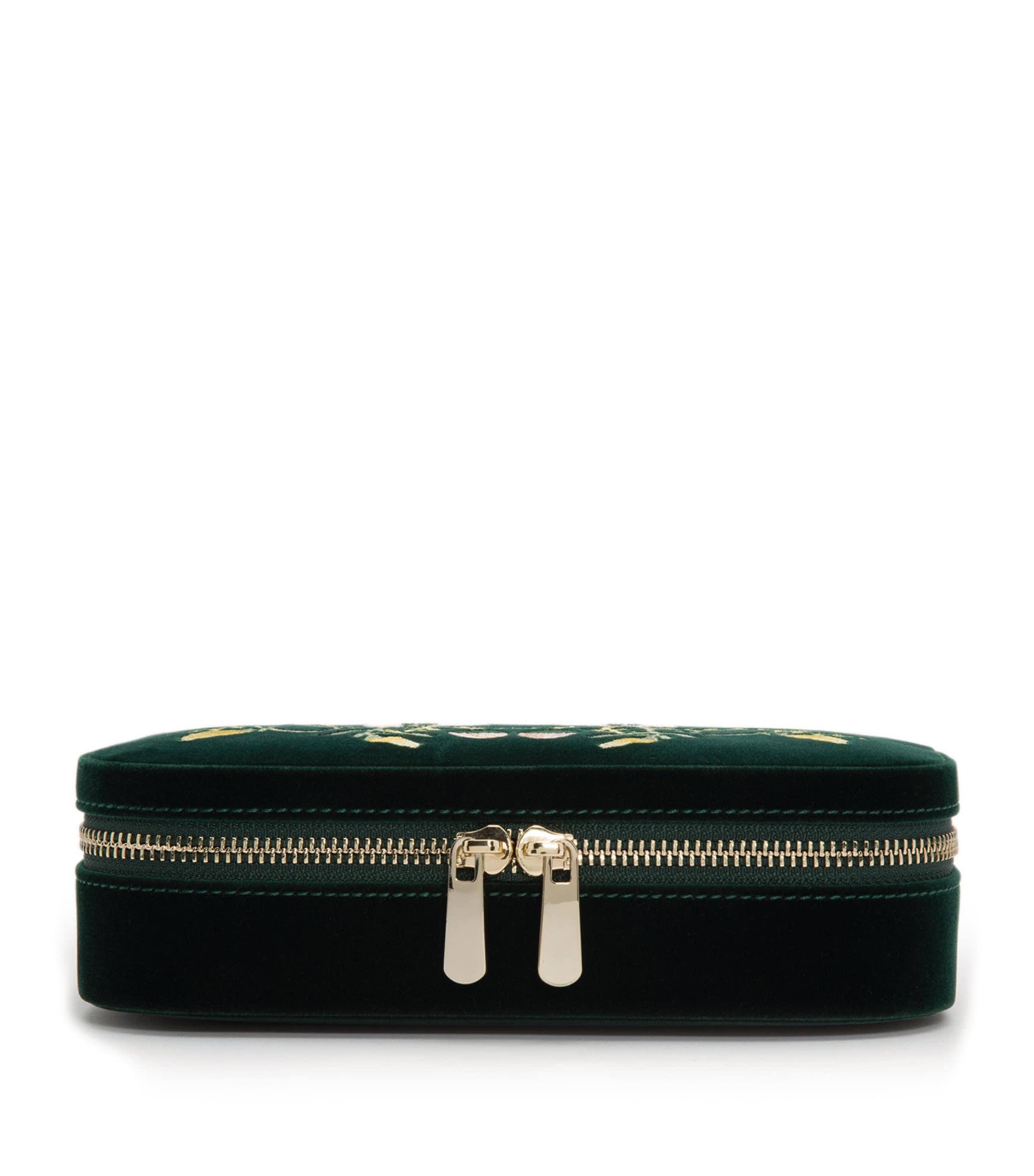 WOLF Zoe floral-embroidered travel jewellery case (British brand)