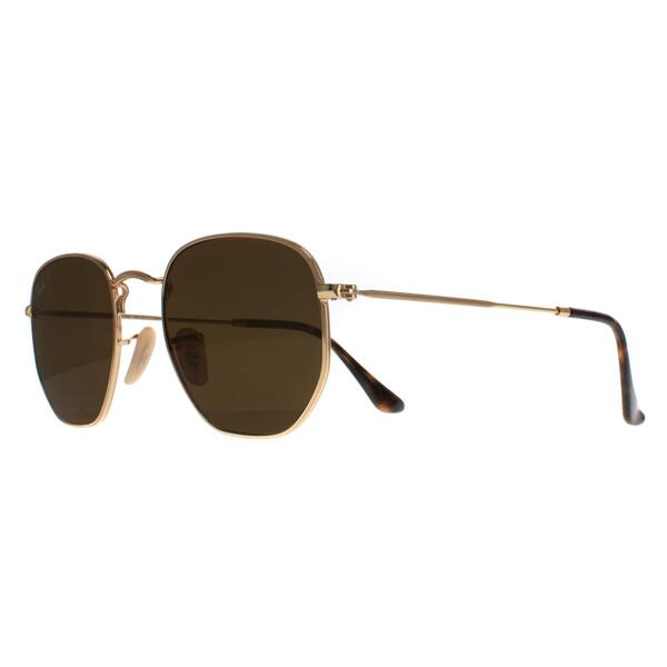 Ray-Ban hexagonal sunglasses gold polarised 51mm, imported from the UK