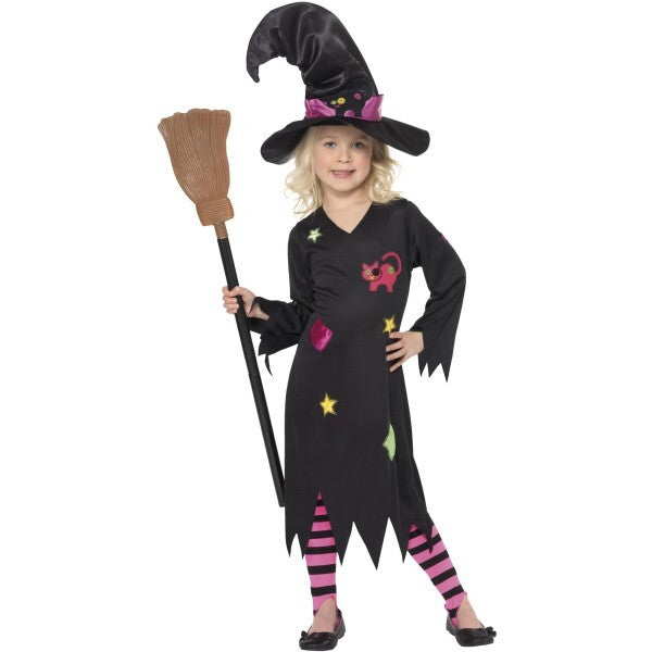 Smiffys Cinder Witch Costume dress hat tights (British brand)