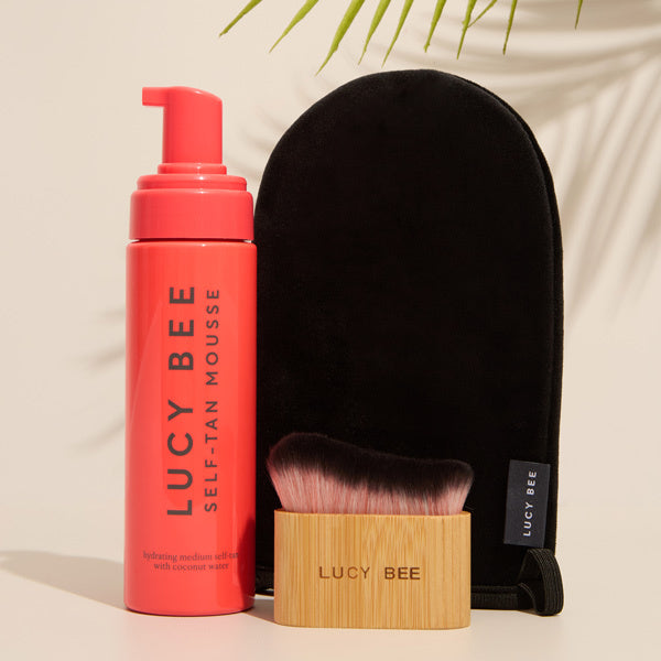 Lucy Bee tanning bundle mousse mitt kabuki brush, UK version