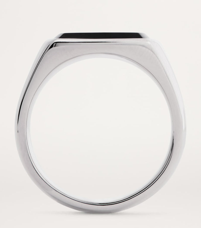 Tom Wood signet ring polished onyx, imported from the UK