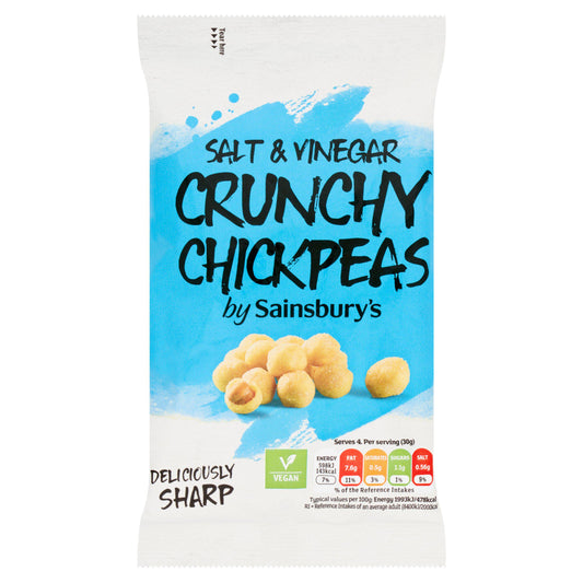 Sainsbury's Salt & Vinegar Crunchy Chickpeas 120g Lunchbox snacking Sainsburys   