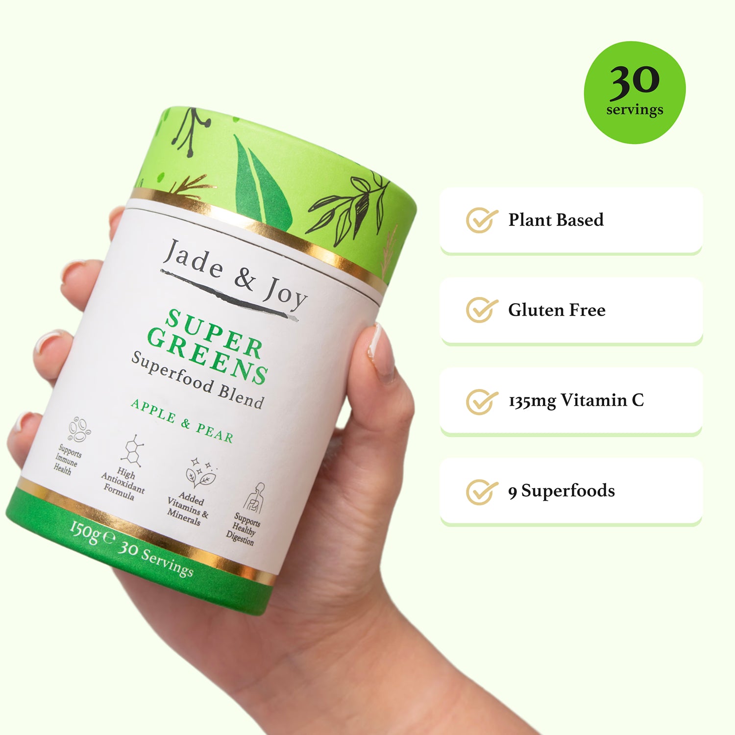 Jade & Joy super greens powder Apple & Pear 150g (British brand)