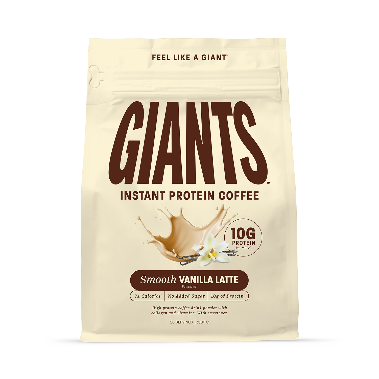 Giants instant protein coffee smooth vanilla latte 360g, imported from the UK
