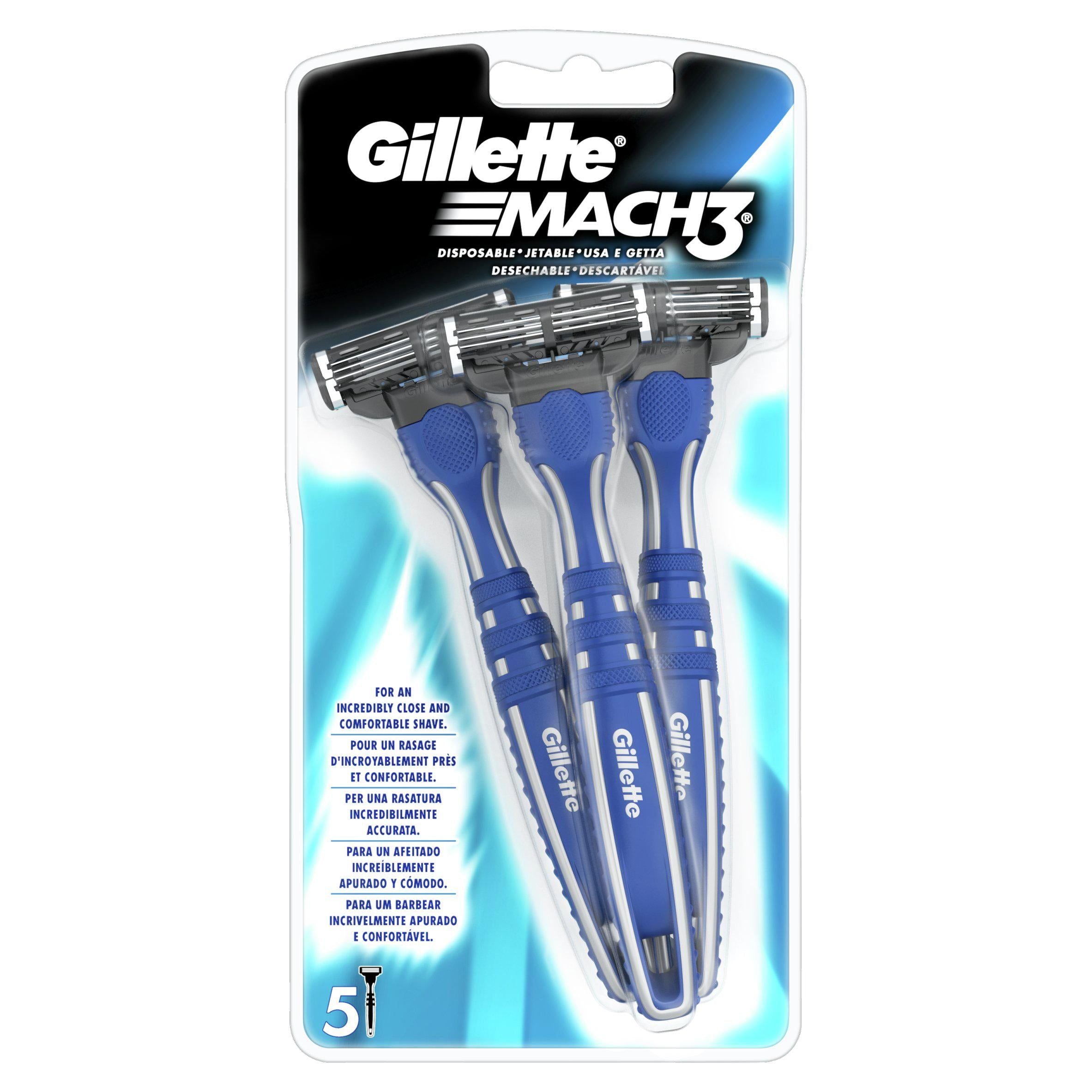 Gillette Mach 3 Disposable Razors x5 men's razors & blades Sainsburys   