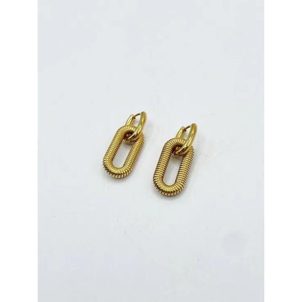SVNX ribbed oval hoop earrings in gold (British brand)