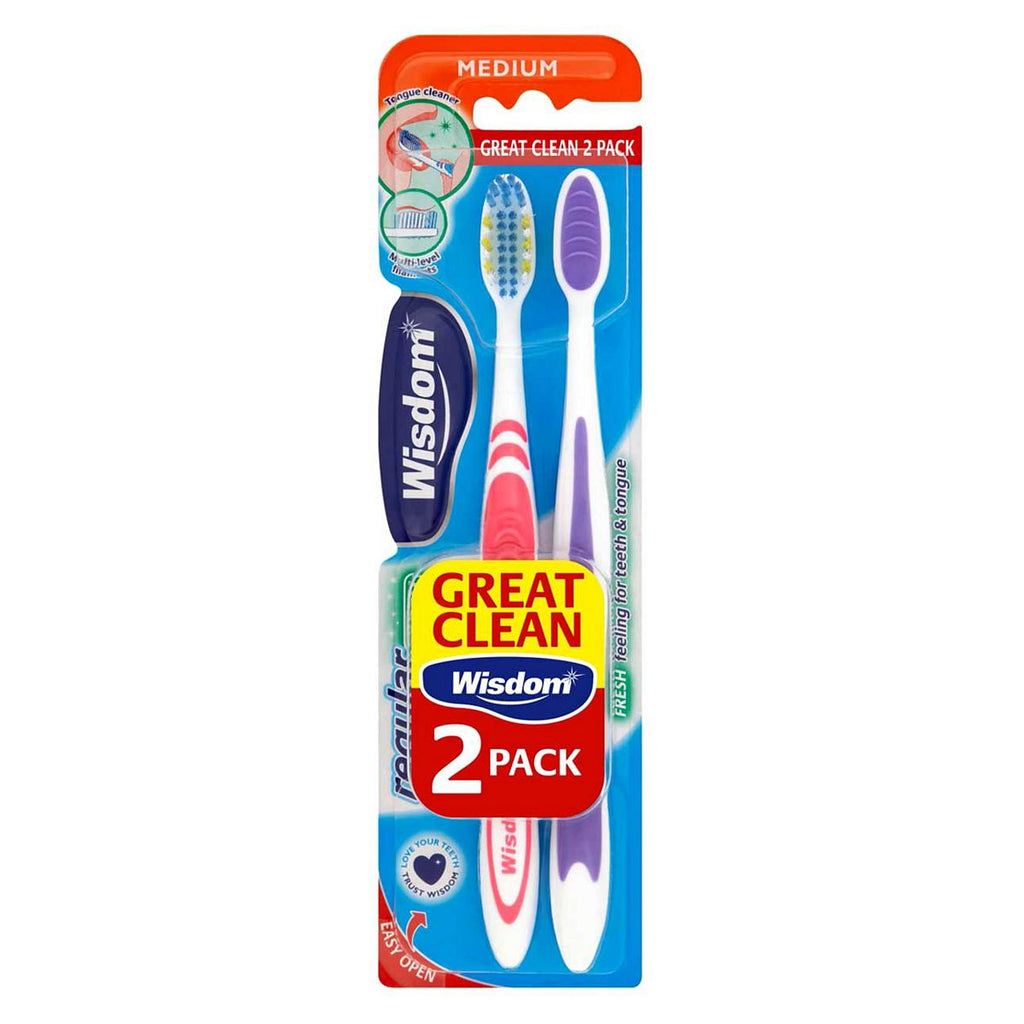 Wisdom Regular Medium Toothbrush Twin Pack