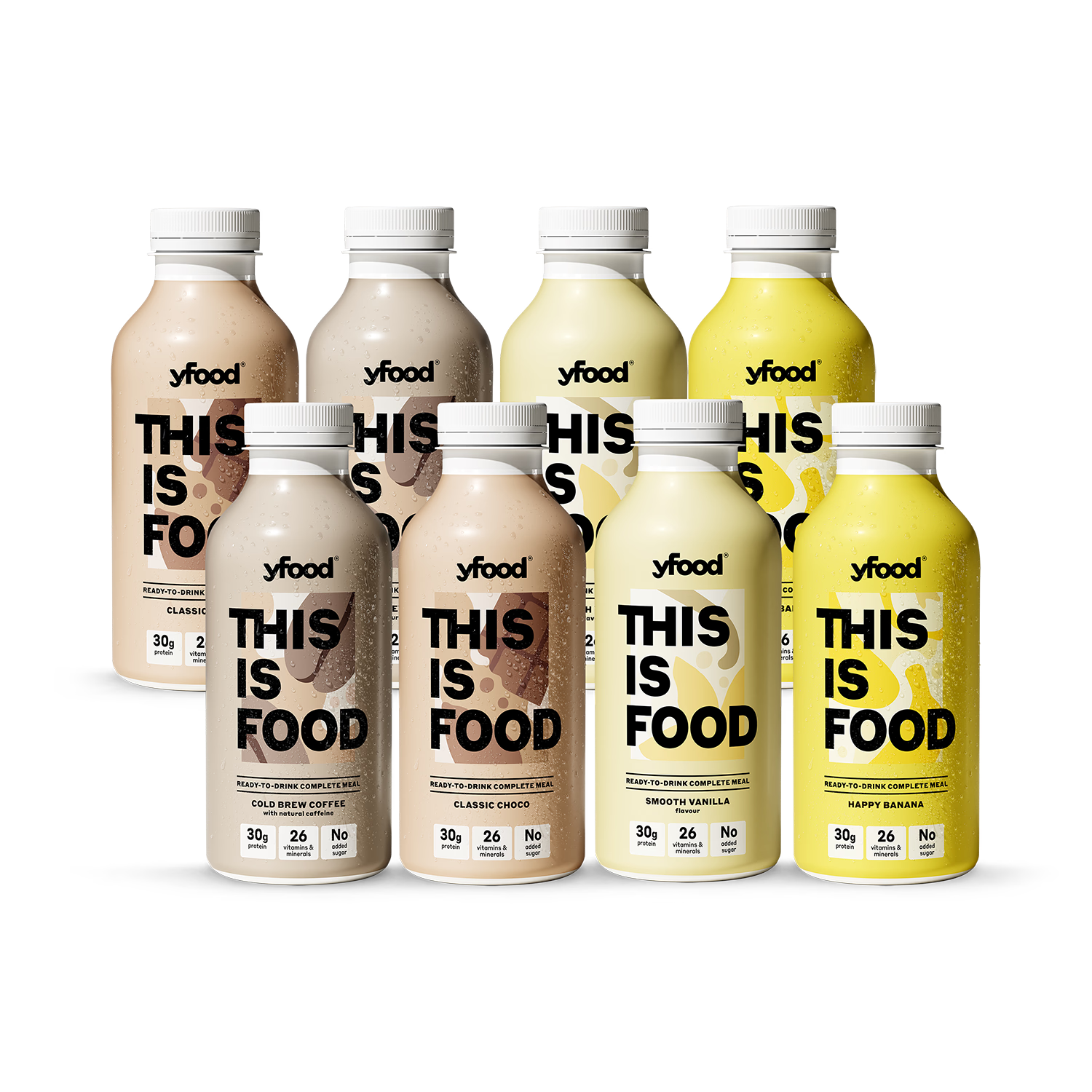 Yfood complete meal variety pack choco vanilla banana coffee 8x500ml - British product