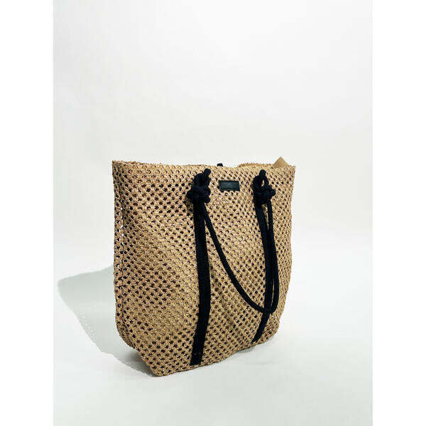 SVNX large beach tote bag beige with knot detail (British brand)