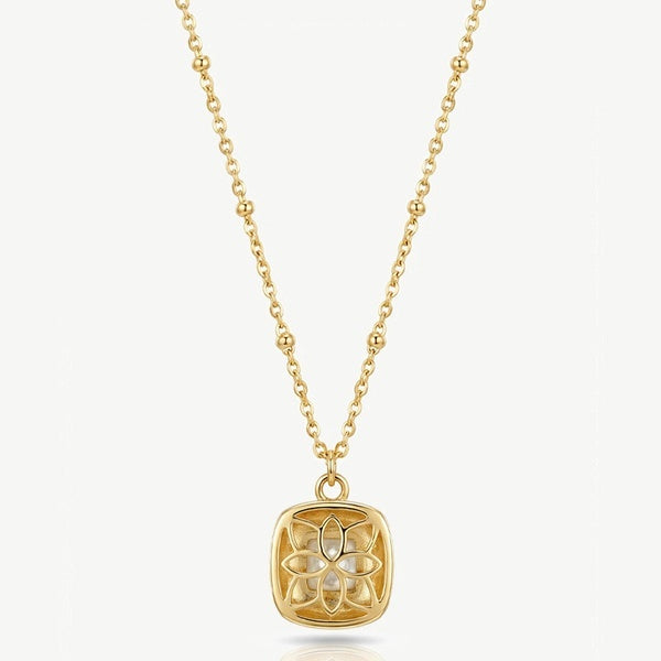 MUCHV square pearl necklace with bobble chain in gold - British product