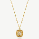MUCHV square pearl necklace with bobble chain in gold - British product