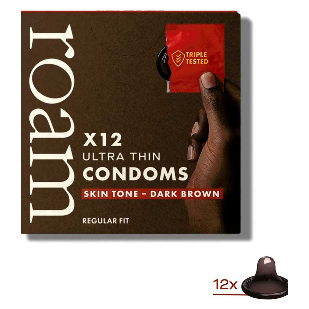 Roam Skin Tone Condoms Dark Brown - 12 Pack