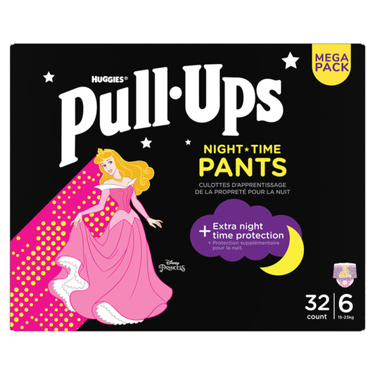 Huggies Pull Ups Trainers Girls Night Time Nappy Pants Age 2-4 Years Nappies Size 6, 15-23kg Mega Pack x32 nappies Sainsburys   