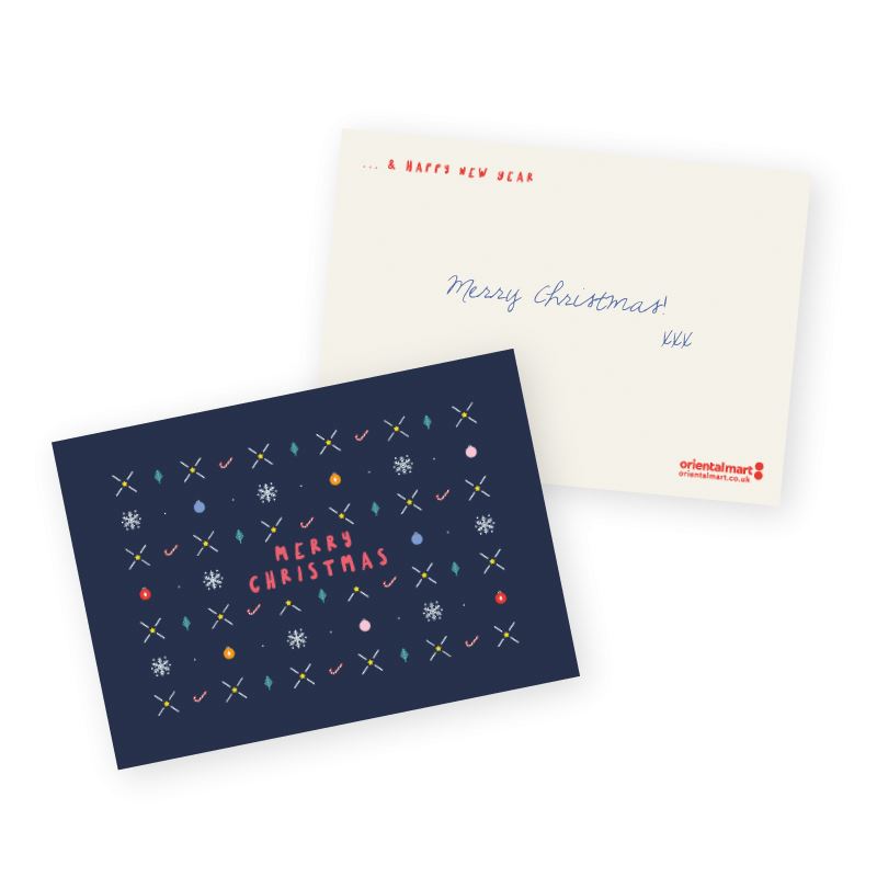 Handwritten Christmas card sent with love, UK version