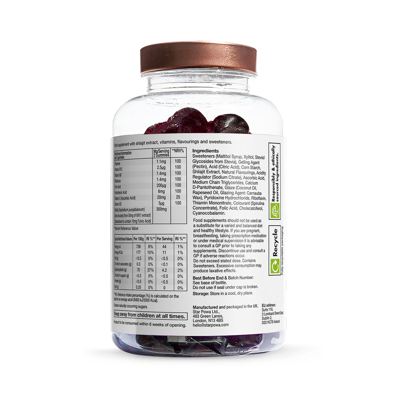 Starpowa Energy+ Shilajit Mixed Berry gummies 60 (British brand)