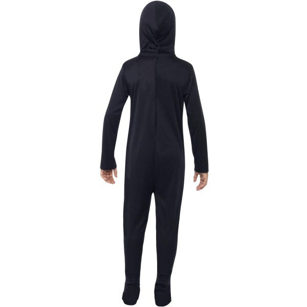 Smiffys skeleton costume child black hooded all-in-one (British brand)