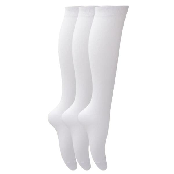 Girls Knee High School Socks (Pack Of 3) (UK Shoe 12-3) GOODS Superdrug White  