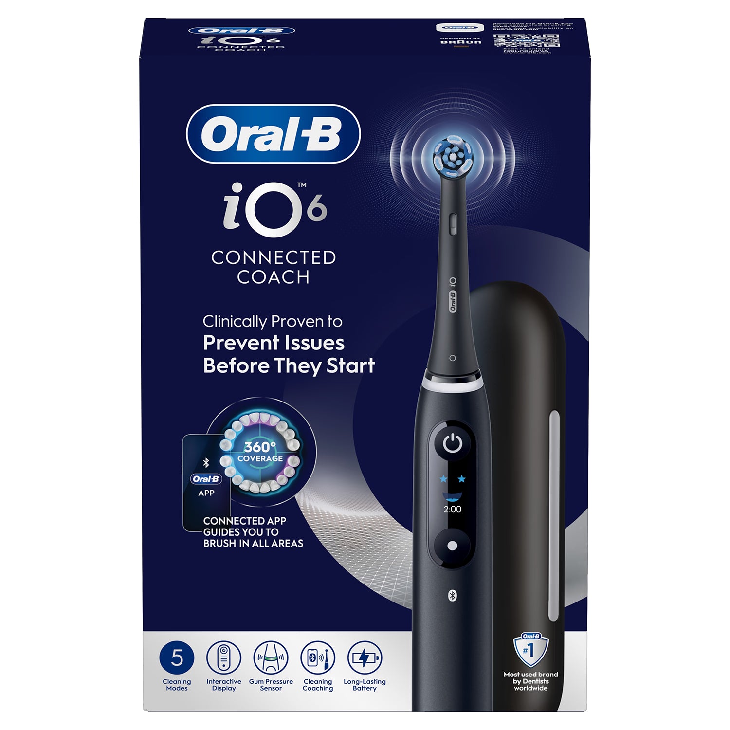 Oral-B iO 6 electric toothbrush black with travel case, UK version
