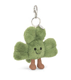 Jellycat shamrock bag charm with ultra-plush material and corduroy boots, UK version