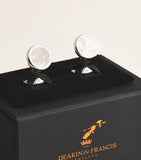 Deakin & Francis sterling silver mother-of-pearl round cufflinks, imported from the UK