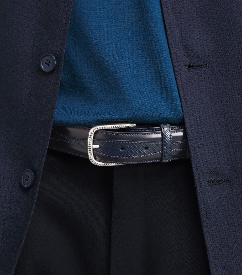 Elliot Rhodes leather Jolson belt with textured design (British brand)