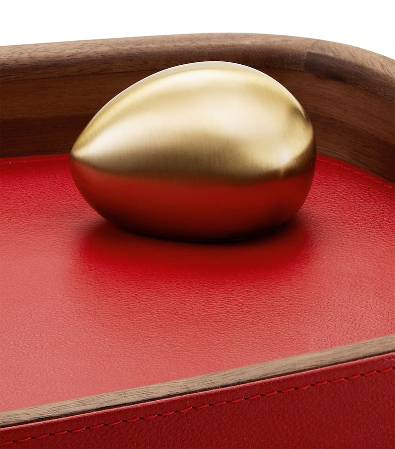 Assouline pebble accessory tray with leather and wood - British product