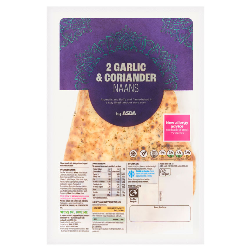 ASDA 2 Garlic & Coriander Naans GOODS ASDA   