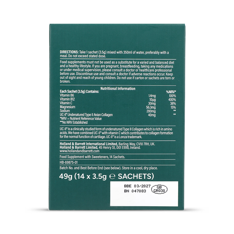 Holland & Barrett UC-II collagen powder Orange Flavour 14 Sachets, UK version