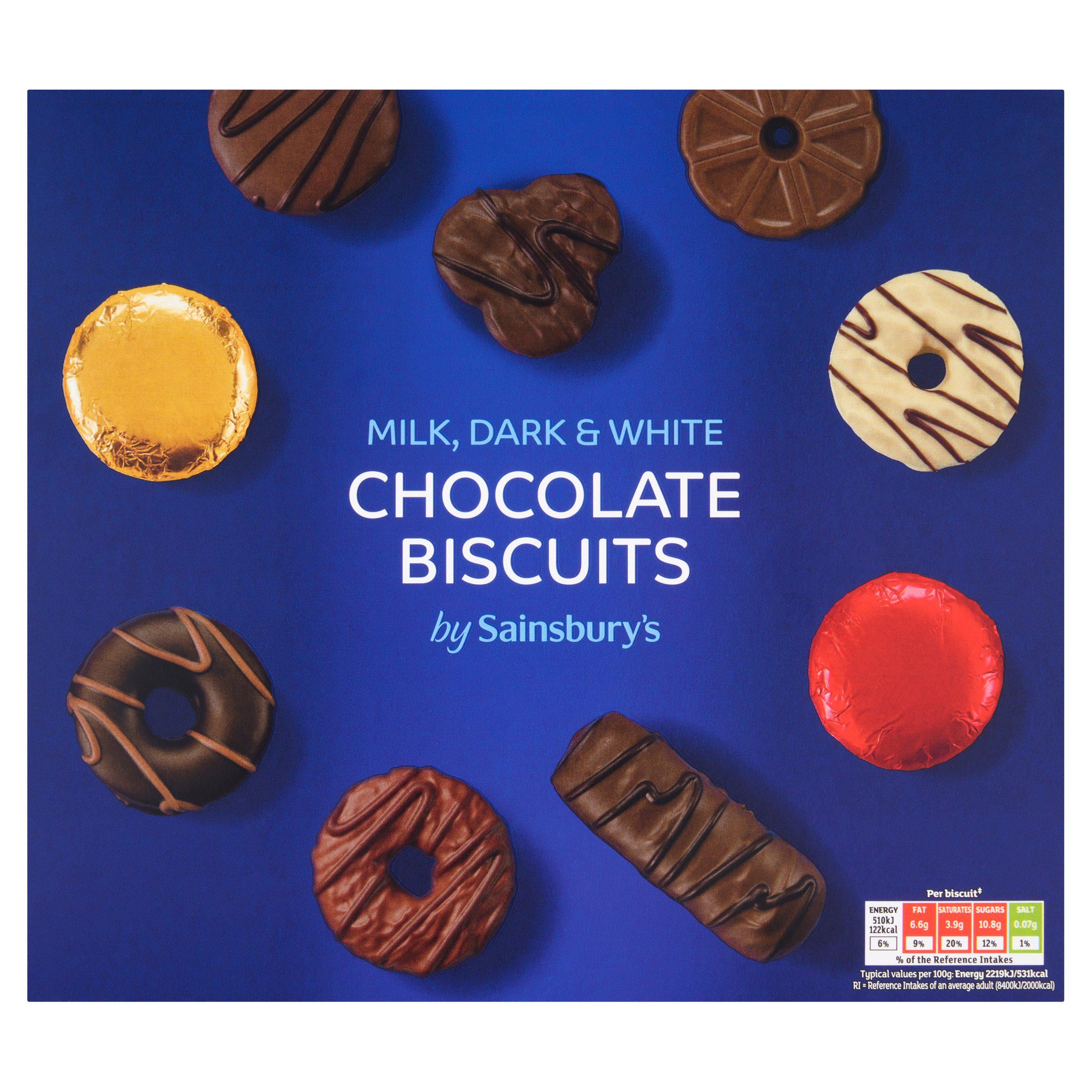 Sainsbury's Milk, Dark & White Chocolate Biscuits 400g GOODS Sainsburys   